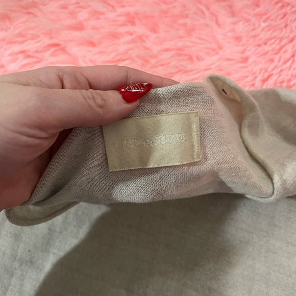 Zadig & Voltaire Nosfa Bis Skull Merino Wool Sweater XS Gray Rhinestone Skull - Picture 6 of 7